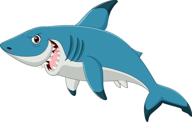 卡通人物卡通鲨鱼隔离动物平面插图