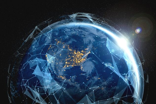 地球全球网络连接 用创新的感知线覆盖地球地球5g通信