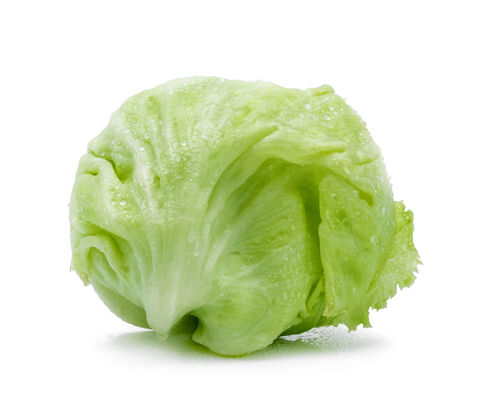 生菜白色背景上的绿色冰山莴苣新鲜生活生的