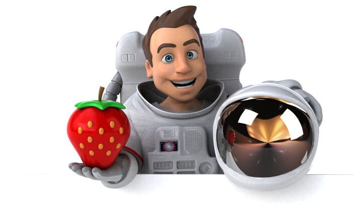 外星人有趣的宇航员插图宇宙探索水果