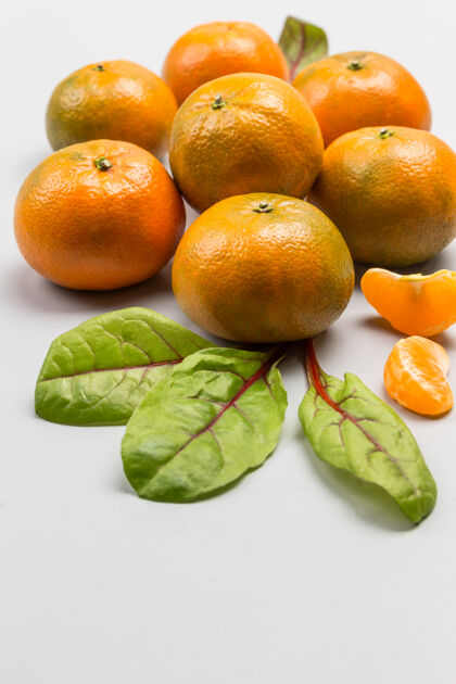 橘子一堆橘子叶饮食有机健康