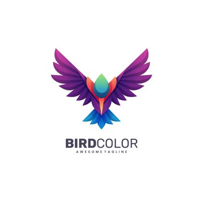 模板标志插图鸟色渐变彩色风格公司标志蜂鸟