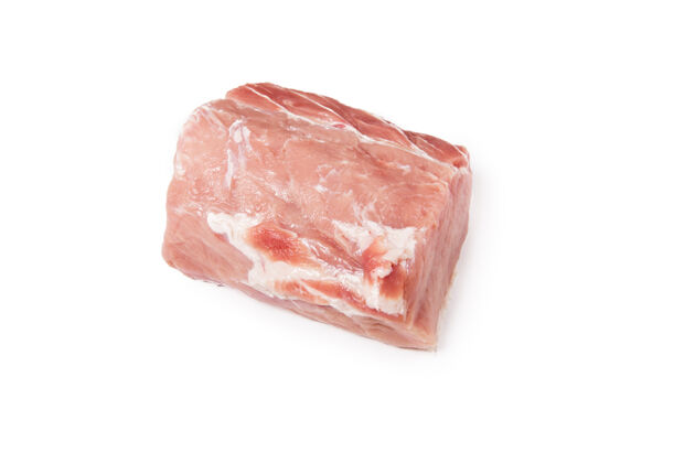 收集一整块的生猪肉肉扁的躺下 顶视图新鲜块拼贴