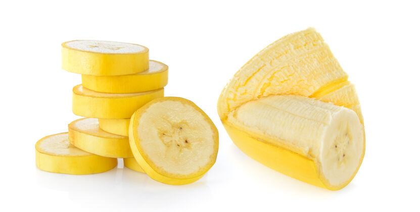 香蕉香蕉片隔离成熟水果切