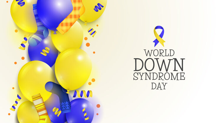 下降世界唐氏综合症日气球和袜子支持权利染色体