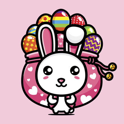 卡通可爱的兔子装饰彩蛋复活节快乐节日兔子动物