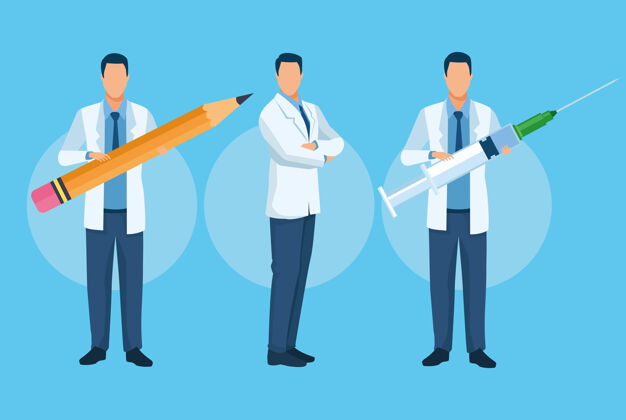 2019ncov一群医生用疫苗和铅笔画的人物生物学医学人类