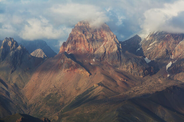 高山塔吉克斯坦范恩山的美丽风景风景宁静山顶