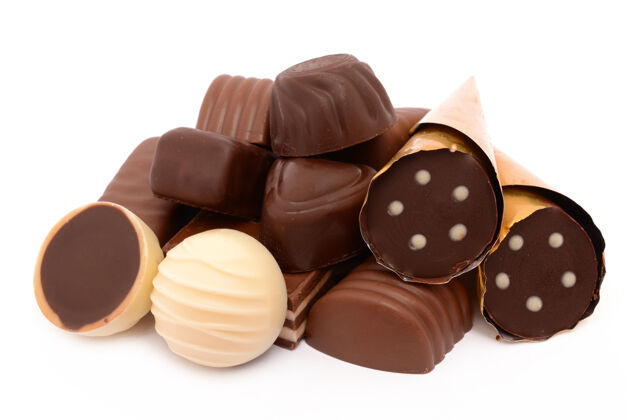 普拉琳白色表面的巧克力糖果巧克力美味松露