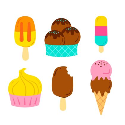 甜点手绘冰淇淋系列美味食品糖果
