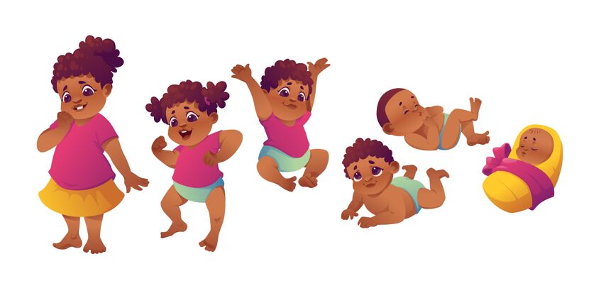分类一个女婴插图的平面阶段平面设计个人婴儿女孩