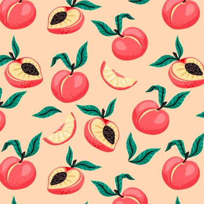 详细图案详细的桃花图案设计装饰图案设计水果