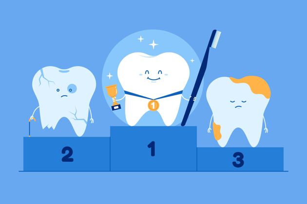 卫生平面牙科护理概念图牙齿牙刷牙齿卫生