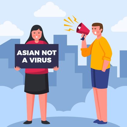 感染平面停止亚洲仇恨概念说明流行病疾病亚洲仇恨