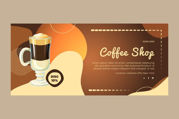 咖啡店咖啡店横幅模板横幅咖啡杯咖啡