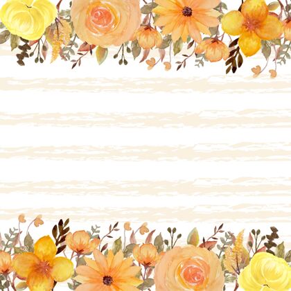 水彩浪漫的黄色乡村花卉抽象线条背景开花背景装饰