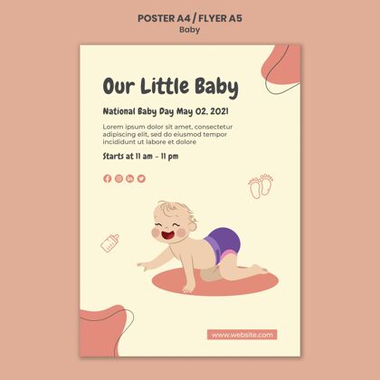 婴儿国际婴儿日海报模板年轻国际传单