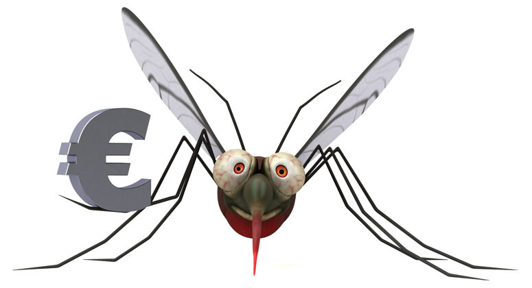 欧元蚊子3d插图经济病毒健康