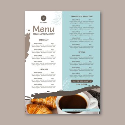 早餐早餐餐厅菜单模板小餐馆即食印刷品餐厅早餐
