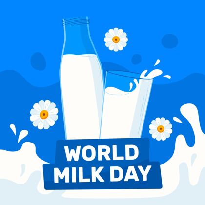 全球有机平面世界牛奶日插画牛奶日营养国际