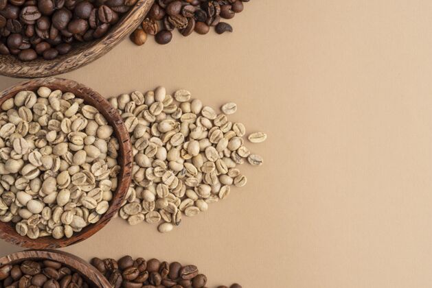 平面布局咖啡豆碗咖啡豆复制空间香气