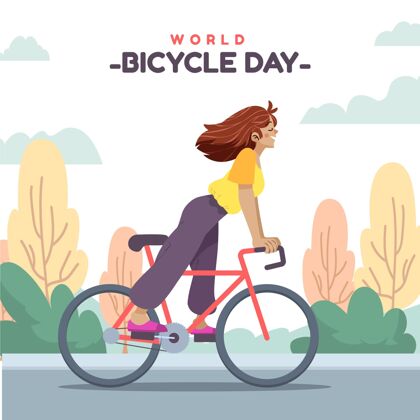 活动卡通世界自行车日插画骑自行车自行车自行车