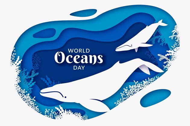 海洋世界海洋日纸制插图全球庆典海洋日