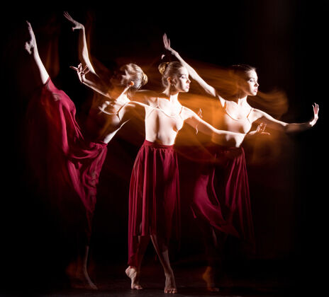 优雅美丽的芭蕾舞演员的感性和情感的舞蹈破碎现代美