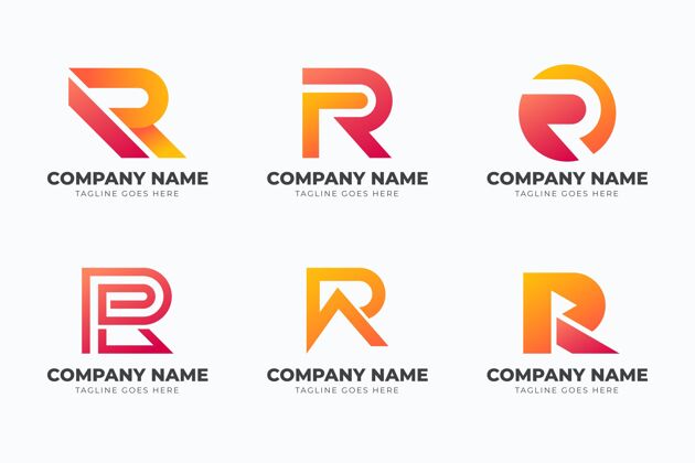 标志渐变r标志模板集合包装品牌商业标志