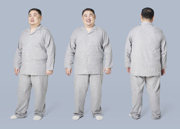 服装加大尺寸模型灰色睡衣服装全身睡衣睡衣胖乎乎的