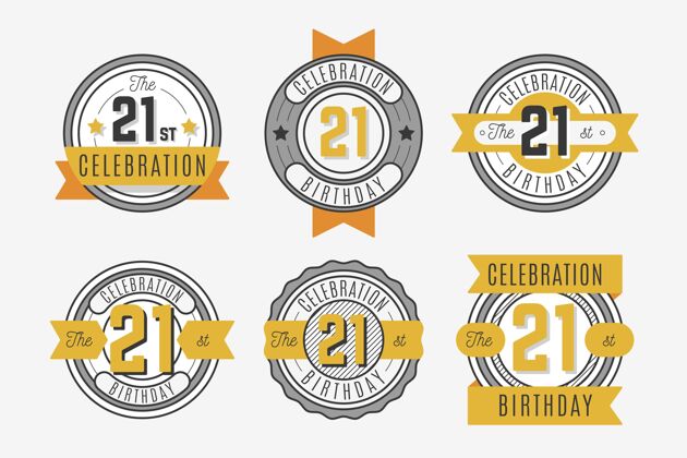 套装平面设计21周年纪念徽章系列21周年纪念收藏生日快乐