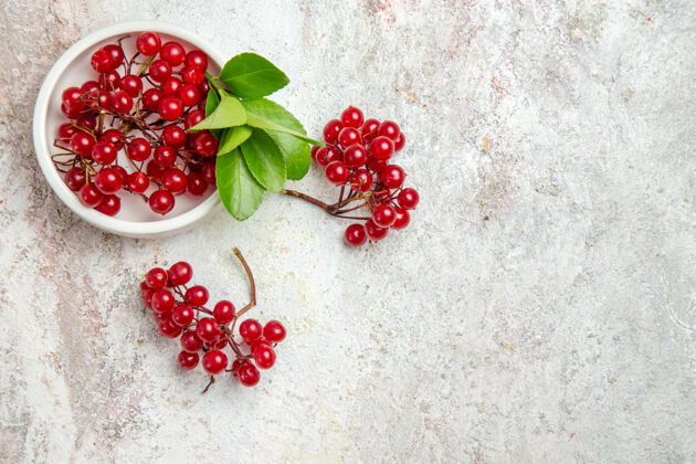 红蔓越莓顶视图红色小红莓新鲜水果放在白色桌子上新鲜的小红莓红色水果成熟维管植物可食用水果
