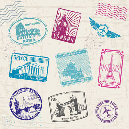 邮资印有欧洲国家地标的旅游邮票经典希腊著名