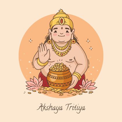 阿卡提亚手绘akshayatritiya插图印度印度教节日