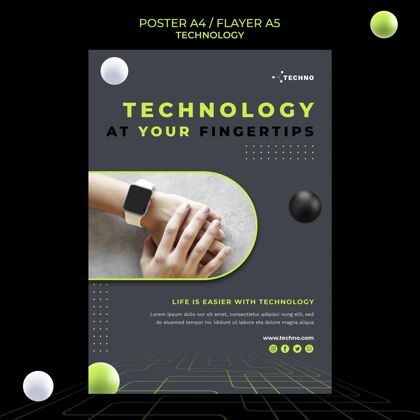 传单技术概念海报模板智能手表设备可穿戴