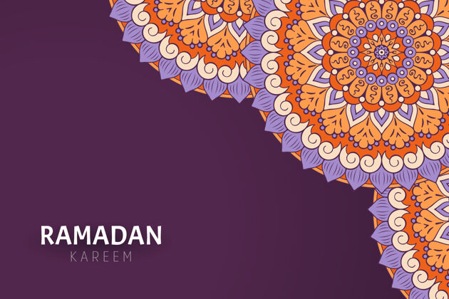 亚洲Ramadamkareem背景和曼荼罗装饰圆圈背景花卉