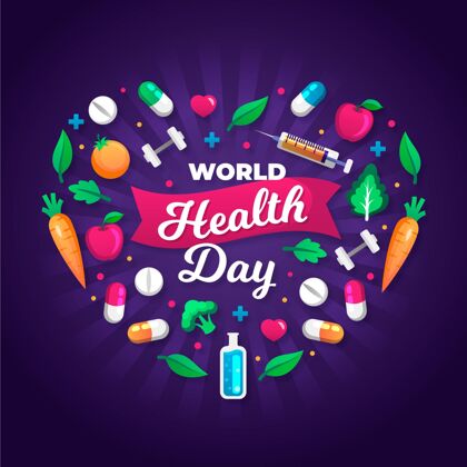 4月7日平面世界卫生日庆祝插画世界卫生日平面设计健康助理