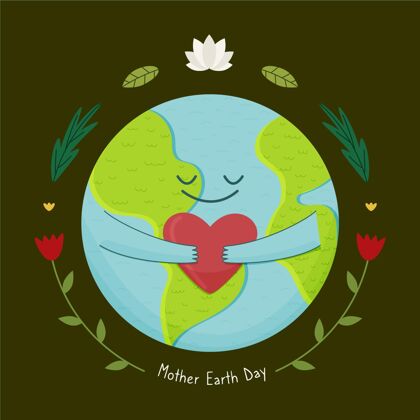 地球卡通地球母亲节插画地球母亲日4月22日动物