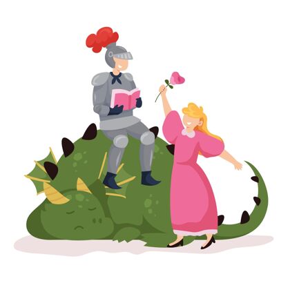 圣乔治平面迪亚达圣约第插图与骑士 龙和公主平面插图庆典