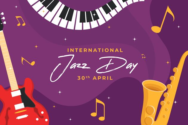 爵士乐平面国际爵士日插画插图爵士乐音乐会乐器