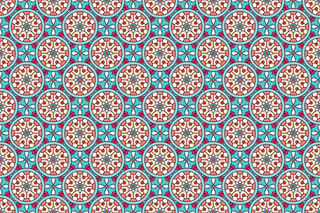 伊斯兰几何无缝图案 圆形元素东方装饰圆圈