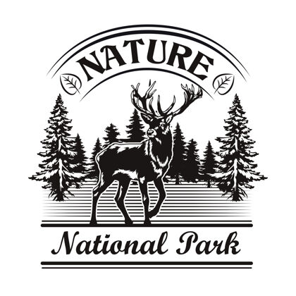 驼鹿自然公园标志野生动物保留单色