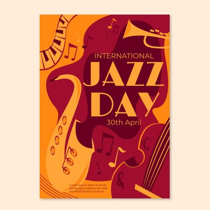 爵士乐手绘国际爵士日垂直海报模板音乐节音乐国际爵士乐日