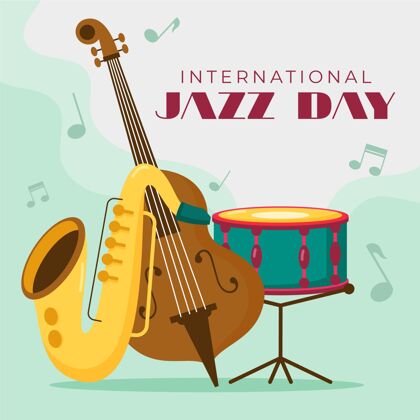 声音平面国际爵士日插画鼓插图爵士乐