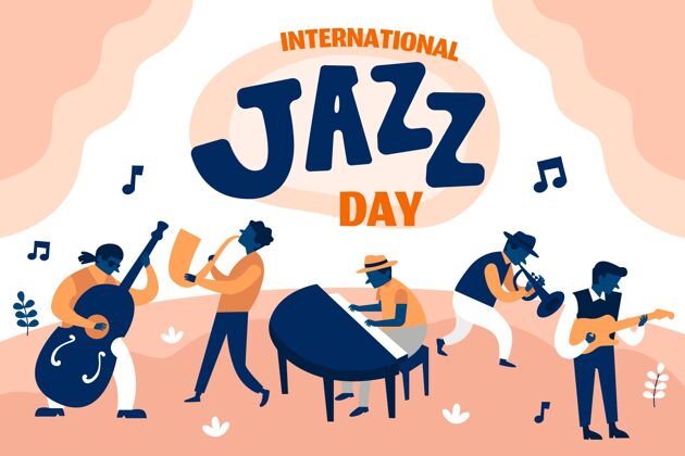 国际爵士乐日手绘国际爵士日插画爵士乐全球音乐会