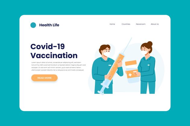 主页平面手绘冠状病毒疫苗登陆页模板疫苗预防检疫