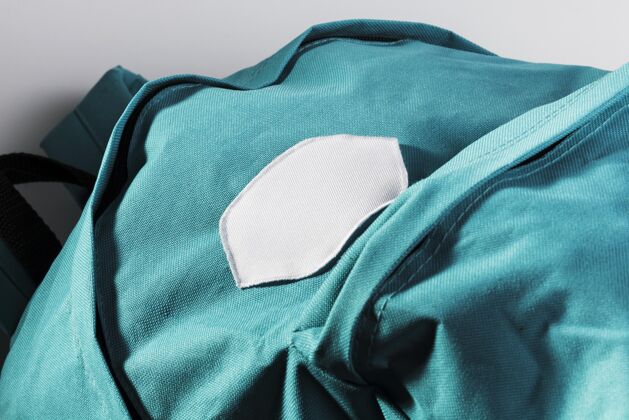 水平布衣服补丁模拟蓝色背包标签织物采购产品模型