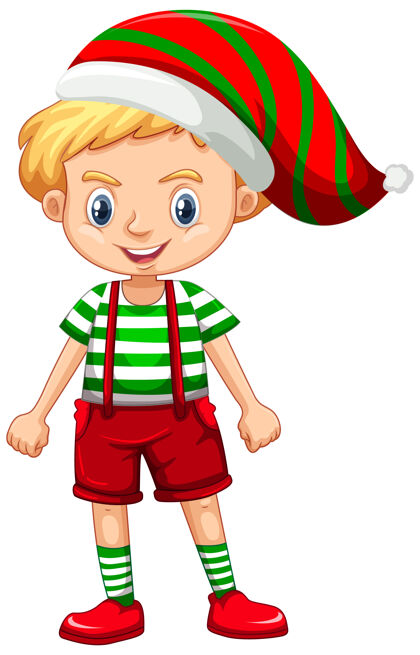 服装可爱的男孩在圣诞服装卡通人物季节精灵青年