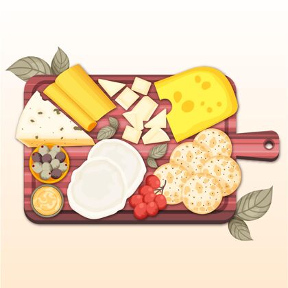食物手绘奶酪板插图分类课程奶酪