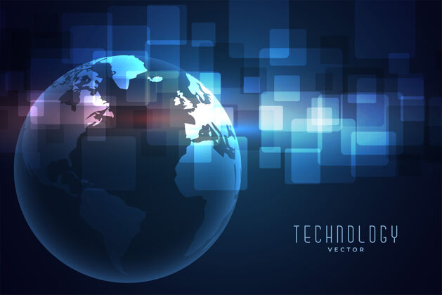 抽象科技数字蓝地球网动态世界技术